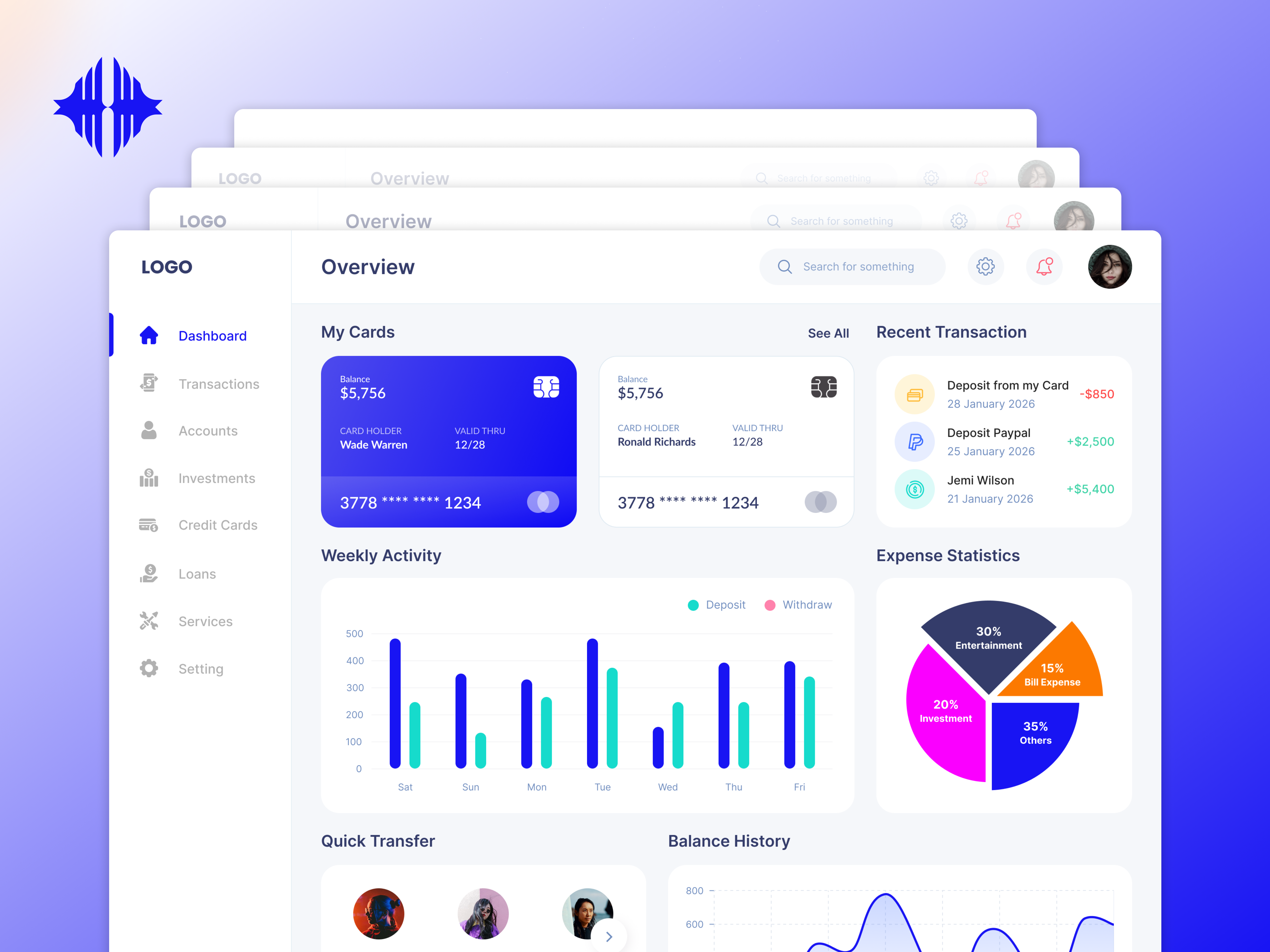 Bank Dashboard Responsive UI Kit